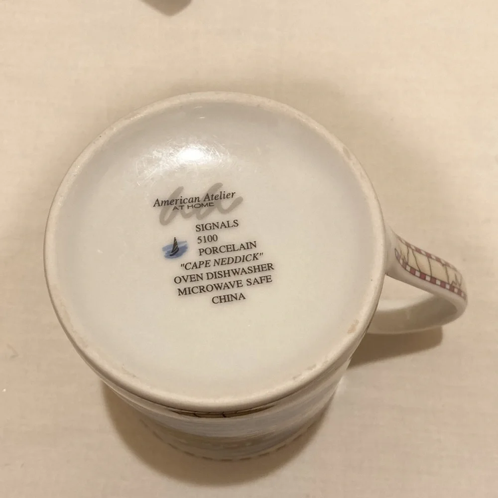 American Atelier at Home Set of 3 Porcelain Lighthouse Mugs Cups Signals 5100